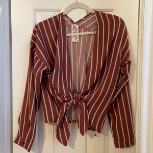 Sadie and Sage Striped Rust Top Size Small